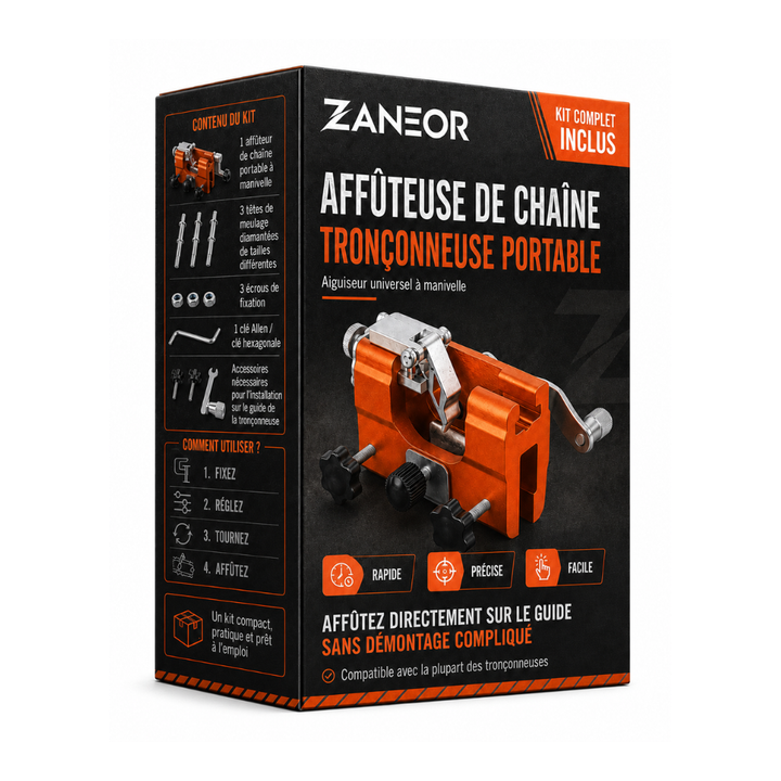 Affûteur de chaîne de tronçonneuse Zaneor à manivelle